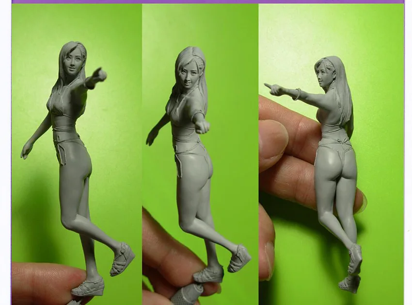 Unpainted 1/20 Girl Shop Assistant Resin Figure Model Kit Unassembled 2 Heads GK 