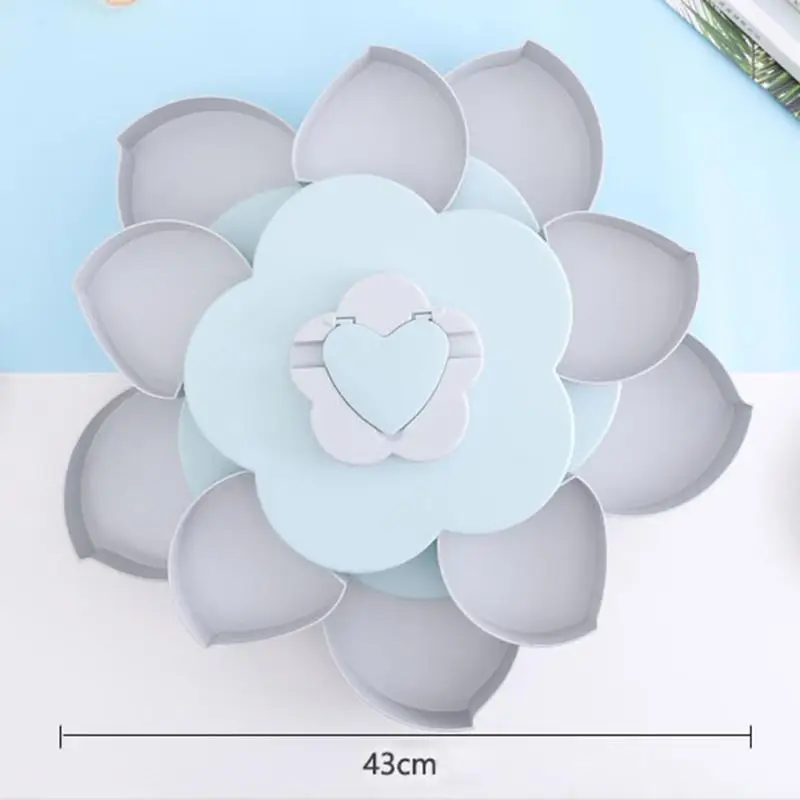 Single or Double-layer Petal Candy Box Nuts Case Snack Storage Box Container Living Room Rotating Fruit Plate Desktop Organizer