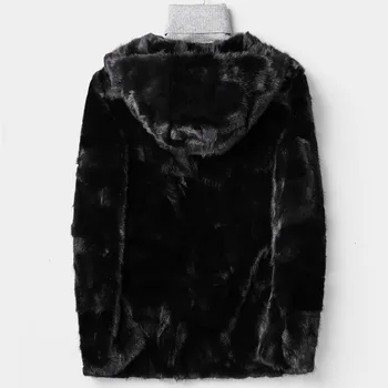 

Mens Winter Luxury Real Mink Fur Coat Business Casual Outwear Top Quality Real Fur Hip Hop Furry Overcoat Hoody Jacket Man 4XL