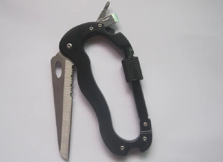 Многофункциональный нож-карабин пять в одном Открытый QuickDraw Buckle Backsaw e d c инструмент d-типа карабин складной нож