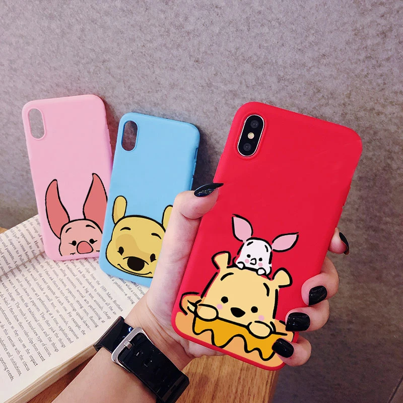 Чехол для телефона iPhone 11 Pro XR X Xs Max 8 7 6 Plus 6S SE мультяшный медведь свинья матовые