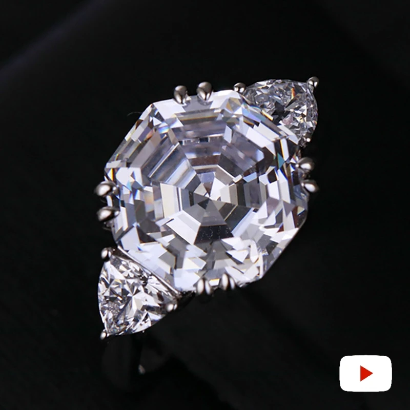 

12*12mm S925 Fine Jewelry sterling silver ring imitation diamond Ring wedding citrine sapphire amethyst ruby coloured diamond