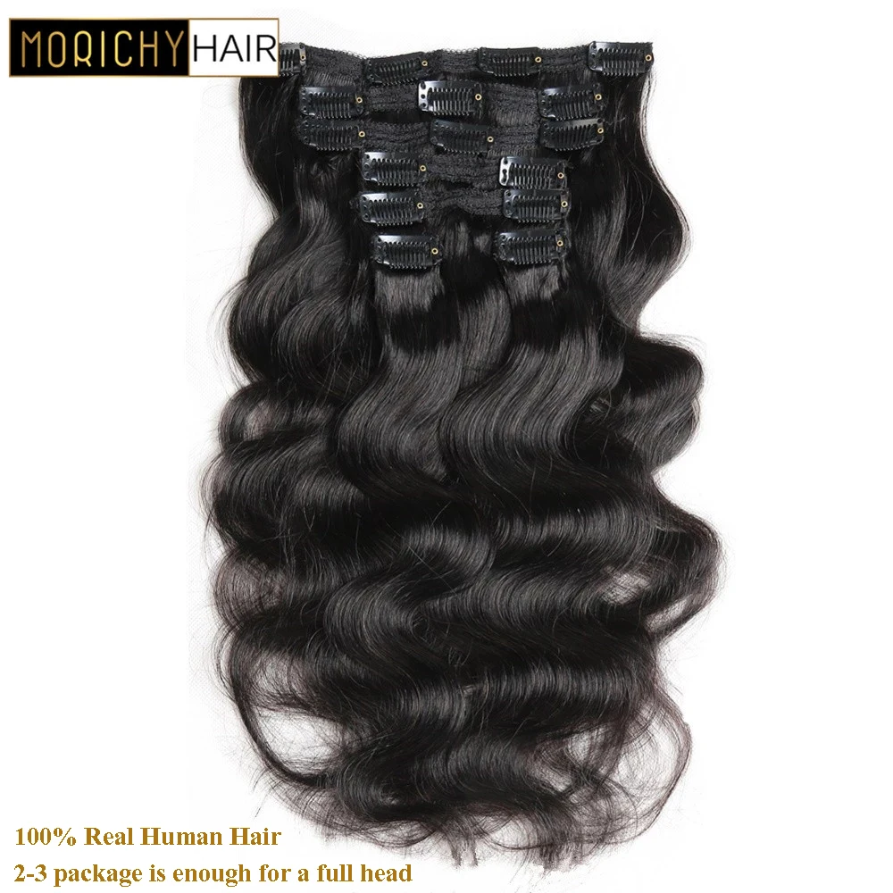 

Morichy Brazilian Hair Body Wave Clip In Hair Extensions onduler frete gratis para brasil Full Head 7Pcs/Set 12-20inch brasil