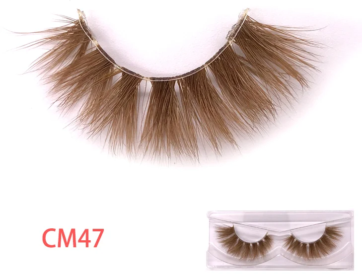 New color 3D luxury mink lashes wholesale natural long individual thick fluffy colorful false eyelashes Makeup Extension Tools - Цвет: CM47