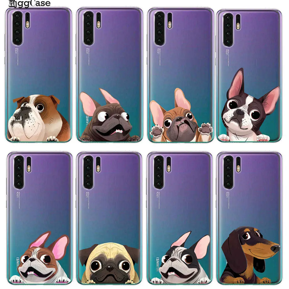 Мягкий чехол из ТПУ для Huawei P8 P9 Lite 2017 P10 P20 P30 Mate 20 10 30 Pro с милыми животными Мопсом