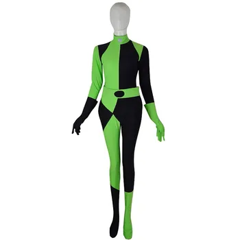 

3D Print Customized Movie Kim Possible Female Shego Costume Super Villain Halloween Lycra Spandex Cosplay Shego Body Suit