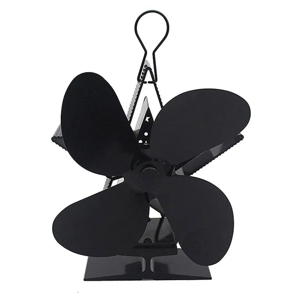 

Fireplace Fan 4 Leaf Metal Blower Environmental Protection Energy Saving Heat Power Fan Fireplace Fan