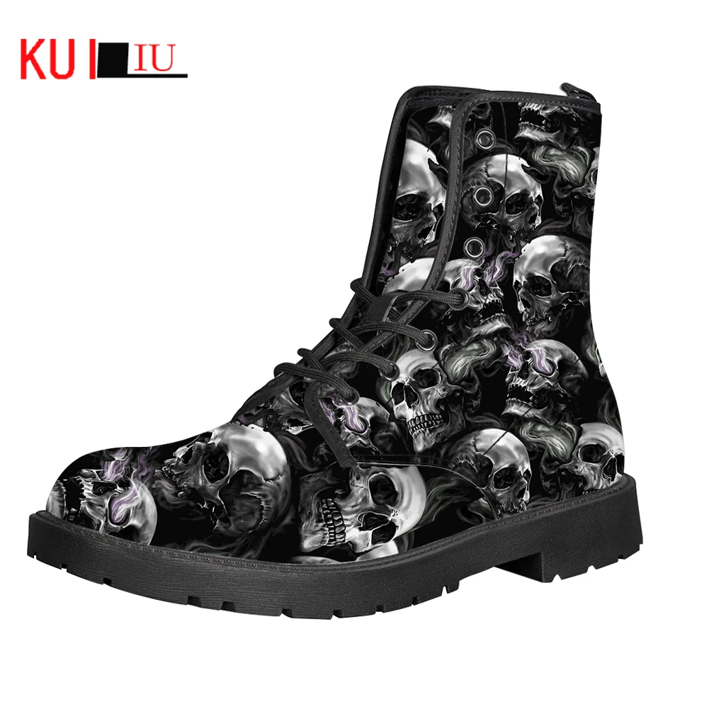 KUILIU 2012 зимние мужские и женские модные ботинки из искусственной кожи до середины
