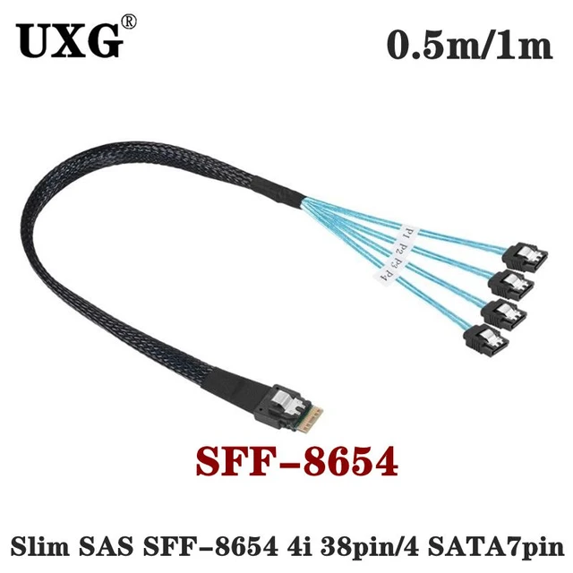 Slim Mini 4.0 Sff-8654 4i 38pin Host 4 Sata 7pin Target 12gb Disk Multi Lane Sas Host Internal Cable 0.5m 1m - Pc Hardware Cables & Adapters - AliExpress