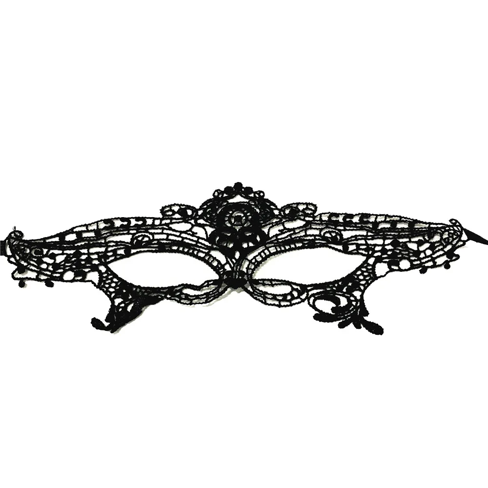 Halloween Christmas Makeup Ball Party Princess Queen Lace Hollow out Mask Black And White with Pattern Sexy Eye Patch