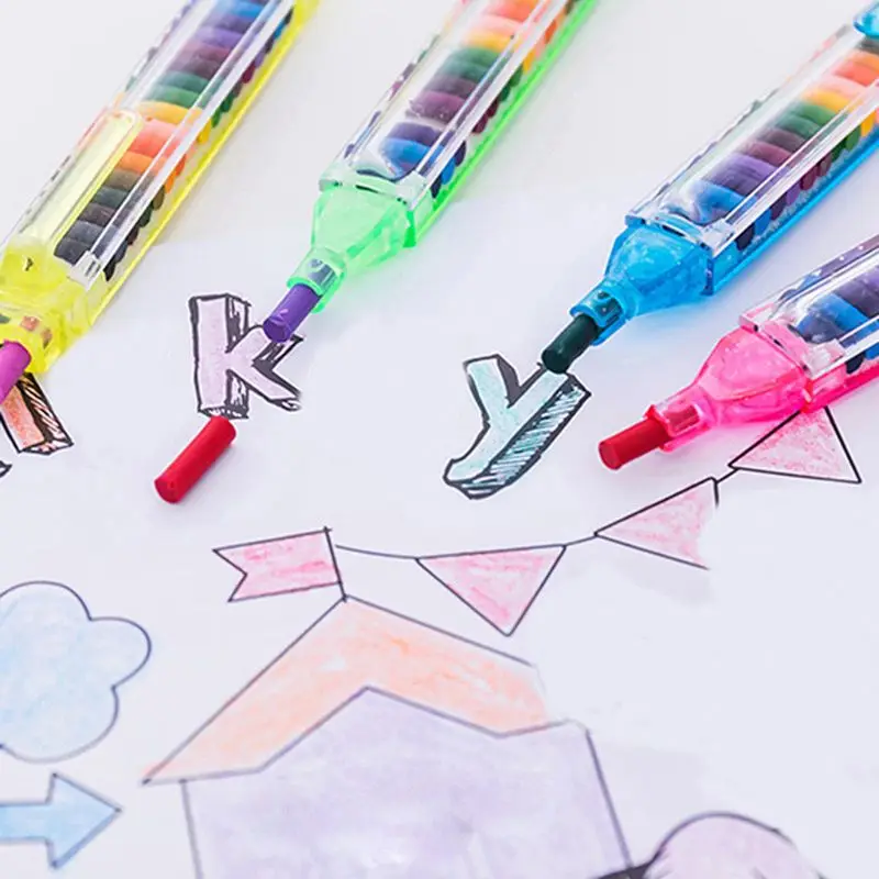 

H05B 2 Pcs Paint Drawing Crayon Pen 20 Colors Kids DIY Graffiti Pencil Children Art Supplies Painting Tool Educational Toy