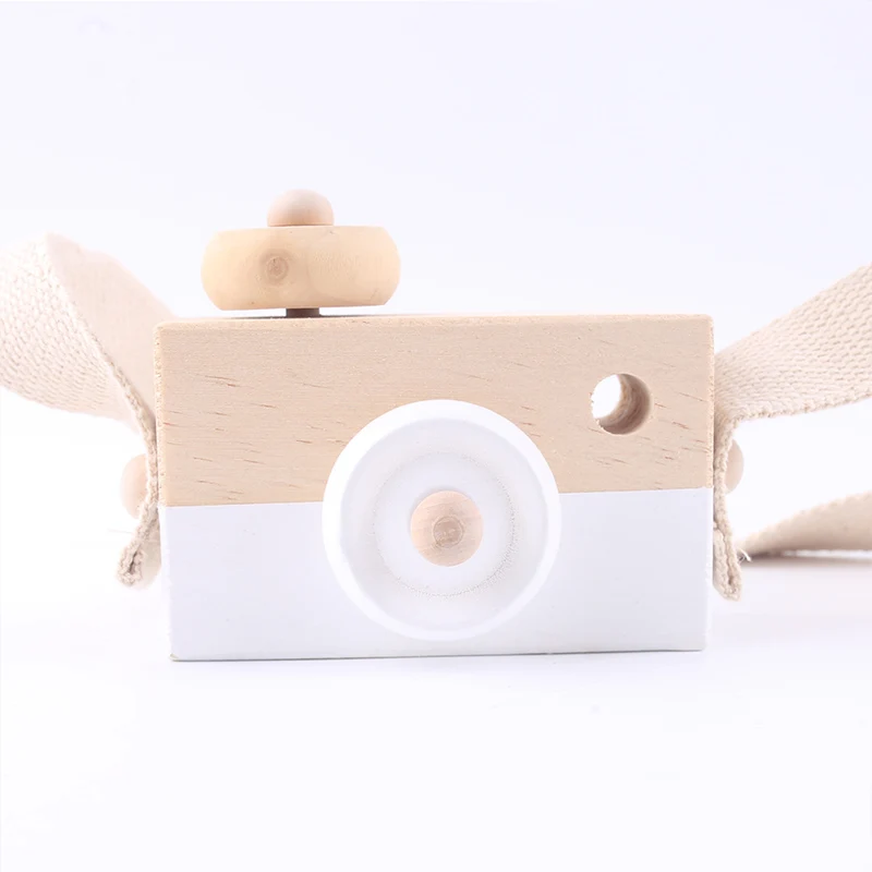1 шт. деревянная камера Детские игрушки Монтессори ручной работы кулон в виде камеры головоломка игра тренажерный зал игрушка для девочек мальчик Уход подарок Детские деревянные игрушки - Цвет: White