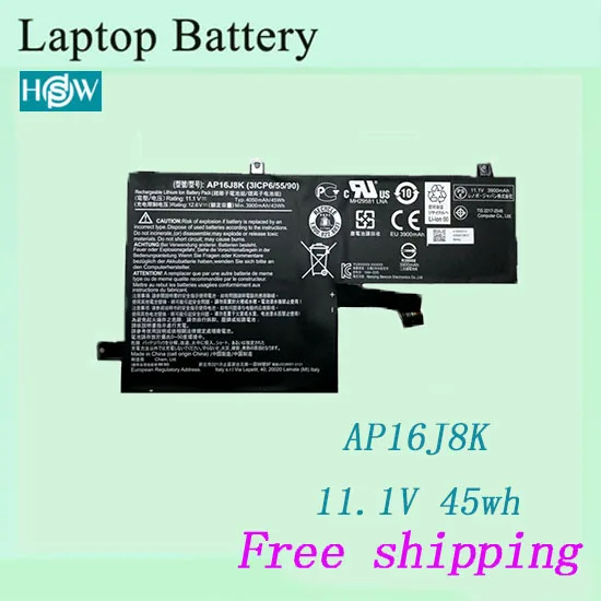 Аккумулятор для ноутбука Acer AP16J8K 3ICP6/55/90 C731 11 1 В 45 Вт/ч|Аккумуляторы ноутбуков| |