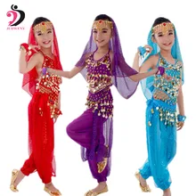 Набор костюма для танца живота Восточный танец Индийский Египетский танец для девочек танец живота дети Болливуд топ брюки 6 цветов