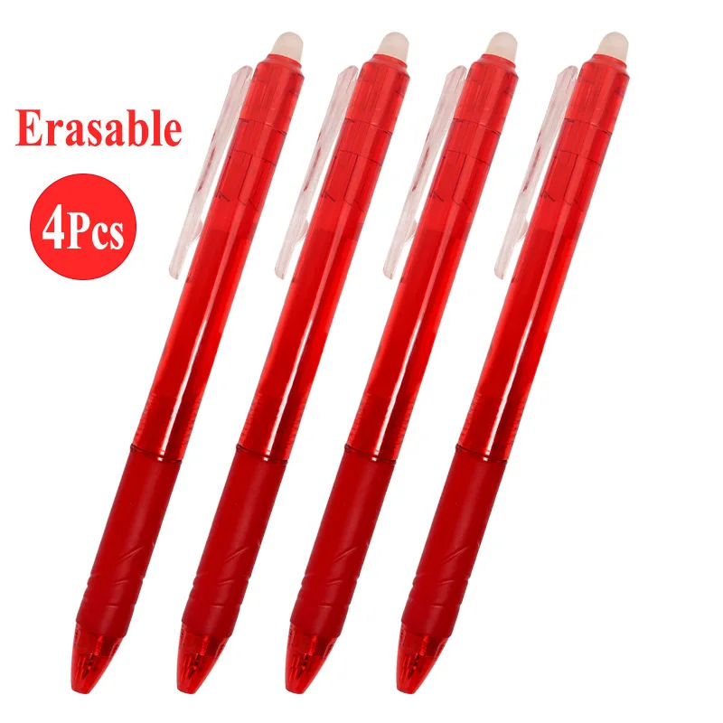 4pcs red pen 8 шт./компл. 0,5 мм стержень со стираемыми чернилами, стираемая ручка с заправляемым стержнем гелевые стержни для заполнения ручки цвет синий, черный; большие размеры канцелярские принадлежности приспособления для работы - Цвет: 4pcs red pen