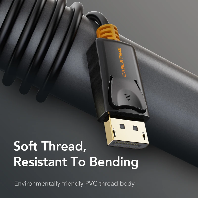 Cabletime Дисплей Порты и разъёмы Кабель 4 К 60 Гц DP кабель шнур адаптера 1.2 аудио видео 2