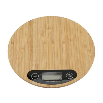 

Mini LED Electronic Kitchen Scale Cooking Measuring Tool Digital Round Bamboo Kitchen Scale 5000G