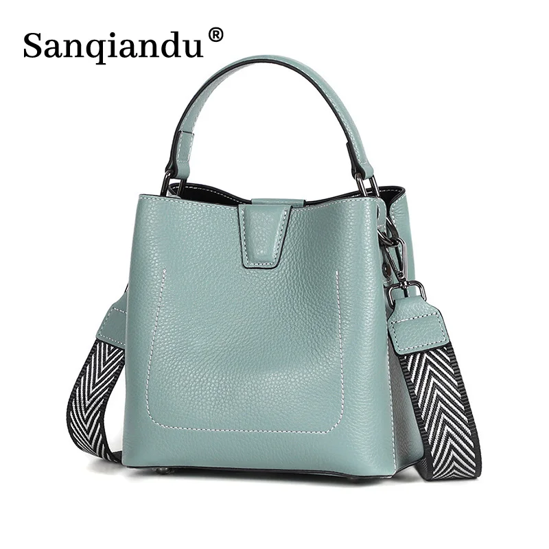 Bolso de mano de piel auténtica para mujer, 100% de mano, a la moda para chicas, con asa superior, de cuero suave, bolso de hombro femenino, cruzado