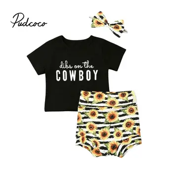 

Brand Hot Summer New Baby Girl Sets Clothes Outfit Cow Boys Short Sleeve T-shirt +Shorts infantil Three Piece Set Dropshipping