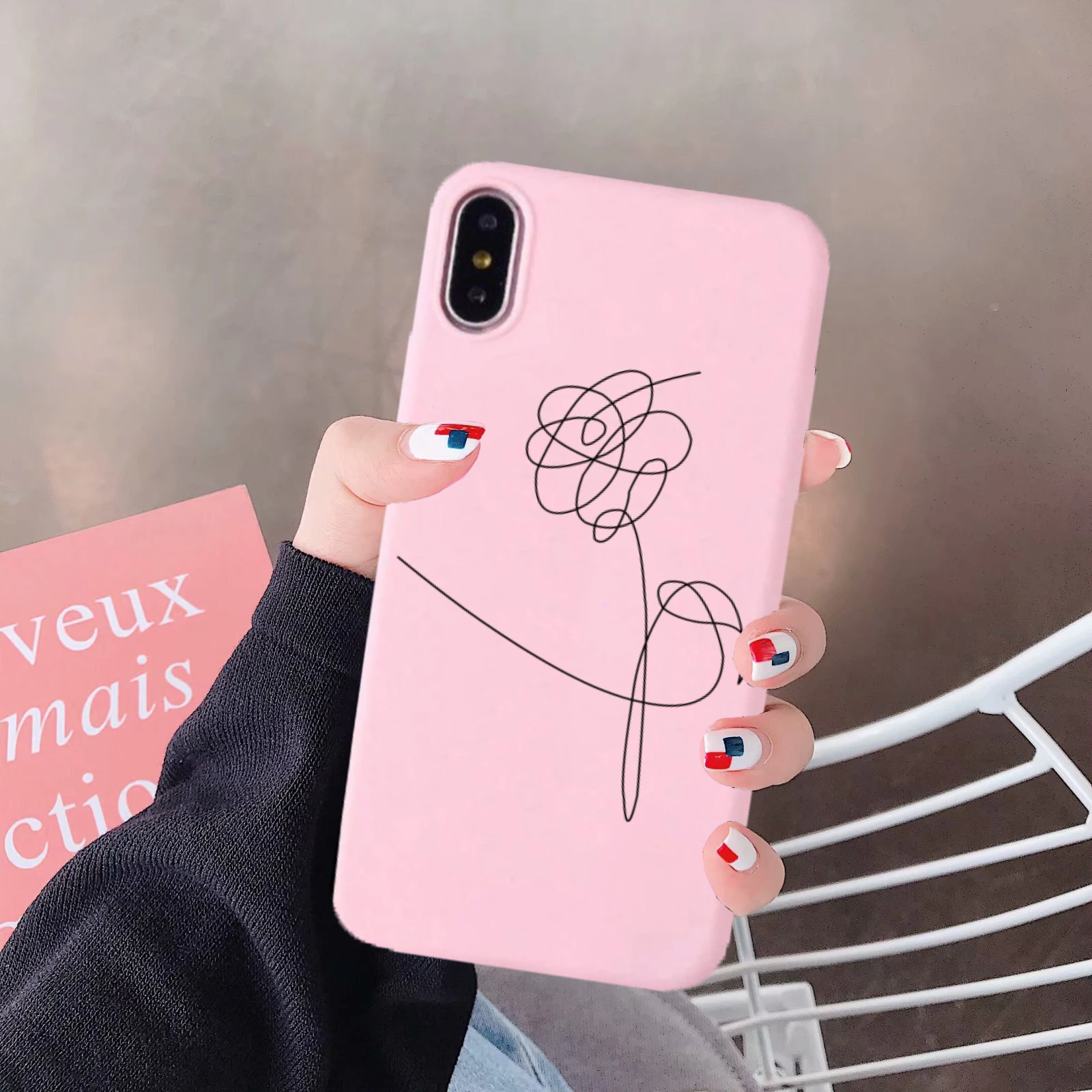 Love yourself цветочный чехол для телефона iPhone 7 11 Pro XS MAX XR X 6 6s 8 Plus абстрактный художественный Мягкий силиконовый чехол - Цвет: pink