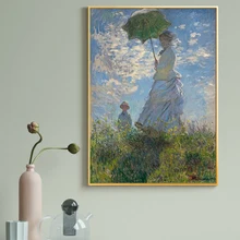 Claude Monet Woman with A Parasol Canvas Paintings on The Wall Art Posters and Prints Cuadros Wall Art Pictures Home Decoration