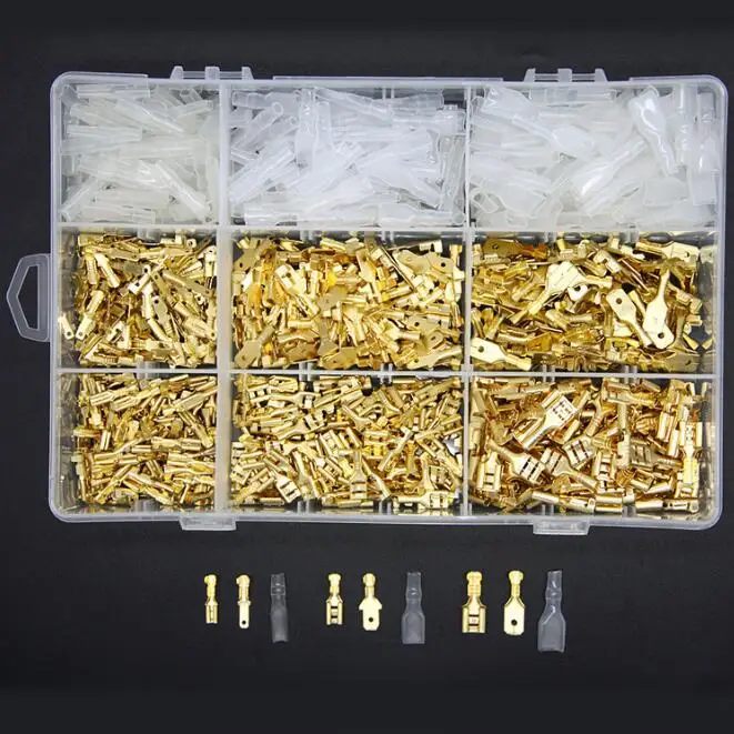 

900Pcs/Set Insulated Electrical Wire Crimp Terminals 2.8/4.8/6.3mm Spade Connectors Assortment Kit with Box