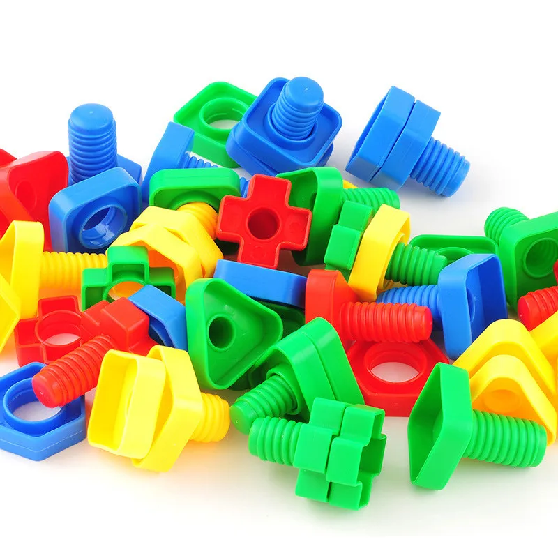 8 Sets Screw Building Blocks Nut Plastic DIY Disassembly Insert Model Toy Shape Color Recognize Educational Toys for Children
