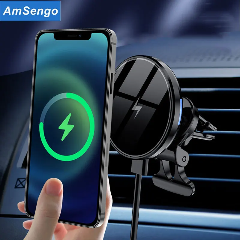 15W Magnetic Wireless Charger Car Chargers for iphone 12 pro mini Smart Phone Holder Fast Charging Station | Мобильные телефоны и