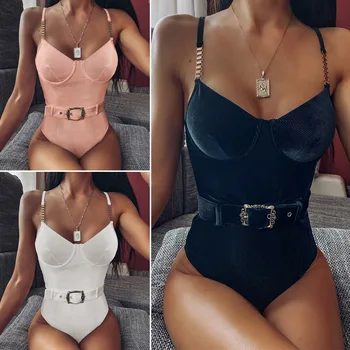 

WEPBEL One Piece Swim Suit Buckle Belt Girl Summer Beach Bikini Sexy Pool Party Swimming Swimwear Bikinis