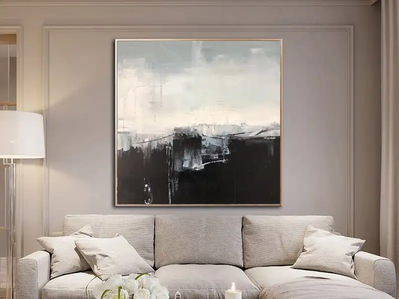 

Abstract Painting Large Large Wall Art Canvas Black And White Canvas Painting Minimal Abstract Art Contemporary Art Office Decor