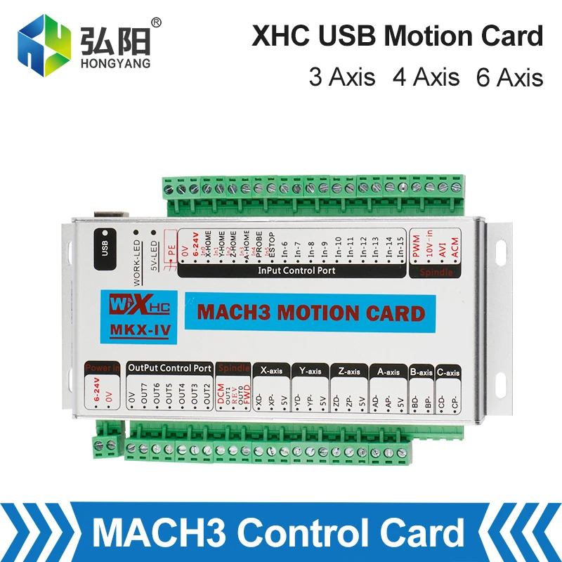 XHC Mach3 브레이크 아웃 보드 CNC 컨트롤러 3 4 6 축 USB 모션 제어 카드 2mhz 지원 Windows 7