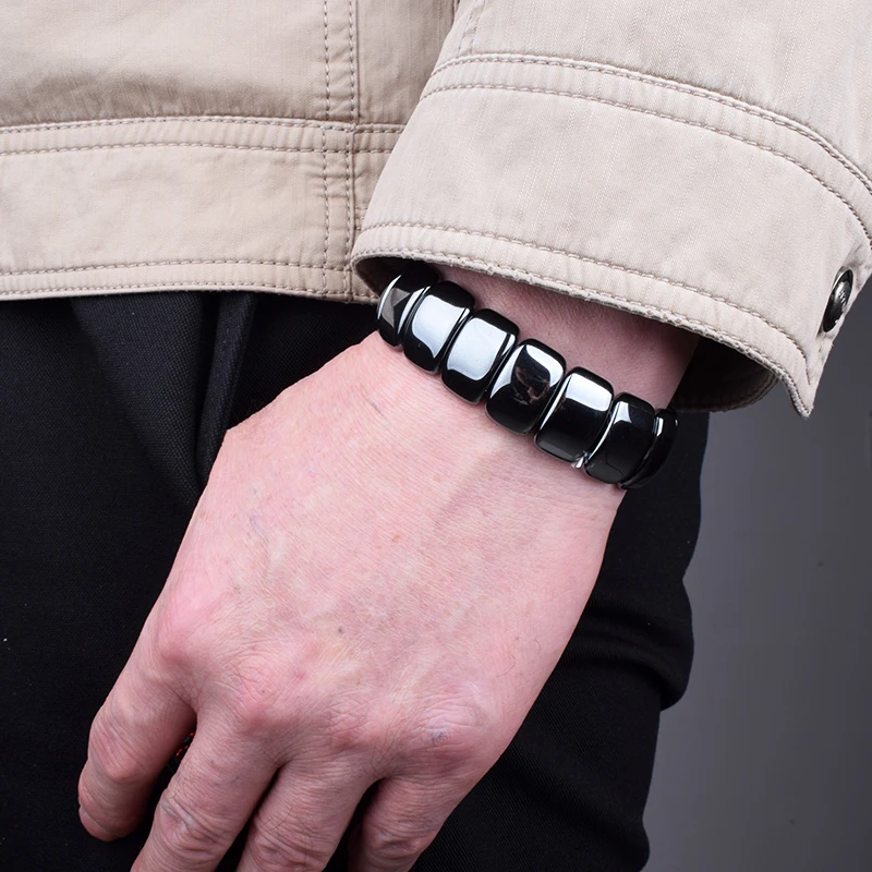 Fashion Energy Hematite Magnetic Bracelets Men Nature Silver color Hematite Charm Bracelets for Women High Polish Energy Jewelry
