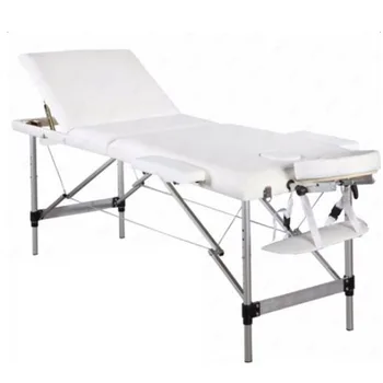 Kit de mesa de masaje de musculación para SPA, tubo de aluminio plegable, 3 secciones, silla blanca de salón, silla de masaje, camilla plegable