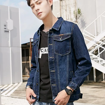 

Men Denim Jacket Four Seasons Fashion Men Hong Kong Style Denim Jacket Trendy Brand Korean Casual Slim Denim Plus Size M-7XL