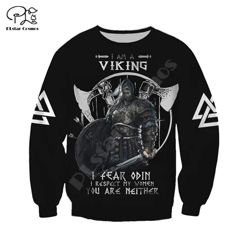 sweatshirt Wo для мужчин ретро I am a viking татуировки печати 3D родные толстовки унисекс винтажные кофты пуловер на молнии спортивный костюм - Цвет: sweatshirt