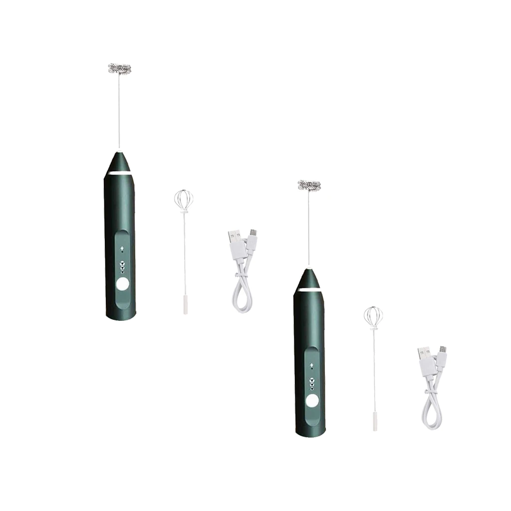 2Pack Black Handheld Electric Milk Frother with Eggbeater Electric Foam Maker For Coffee, Lattes, Cappuccino, Hot