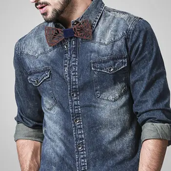 

Men Women Wooden Bowtie Square Scarf Wood Carved Hollow Cufflinks Corsage Set