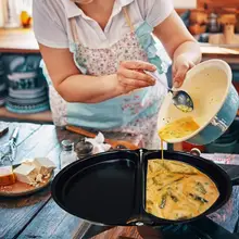 Портативная Складная сковорода с антипригарным покрытием для омлета двухсторонняя Складная сковорода кухонная сковорода с длинной ручкой для жарки сковорода для омлета