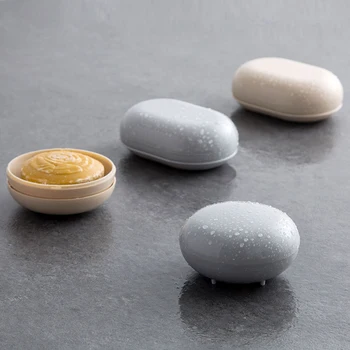 

1PC Portable Soap Dish Storage with Lid Soaps Holder Travel Drainer Box Drain Case Plastic Waterproof Solid Color Container