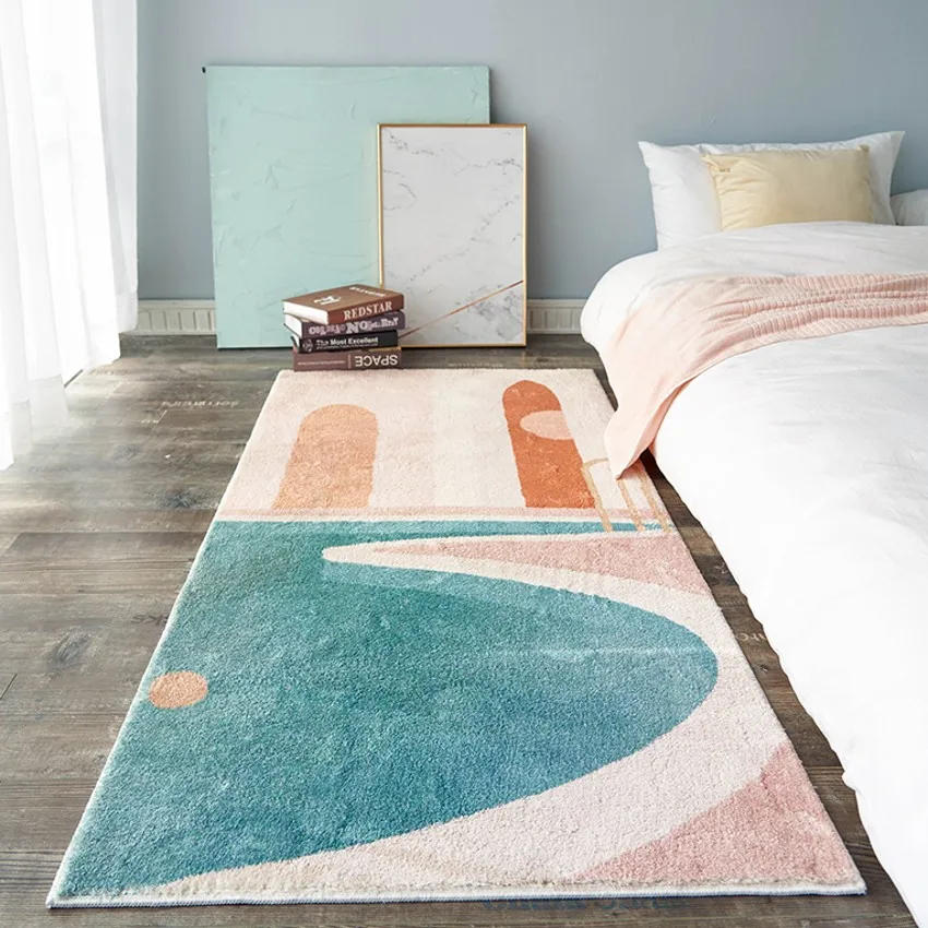 INS популярная Геометрическая флисовая ткань коврик для бегуна мягкий на ощупь