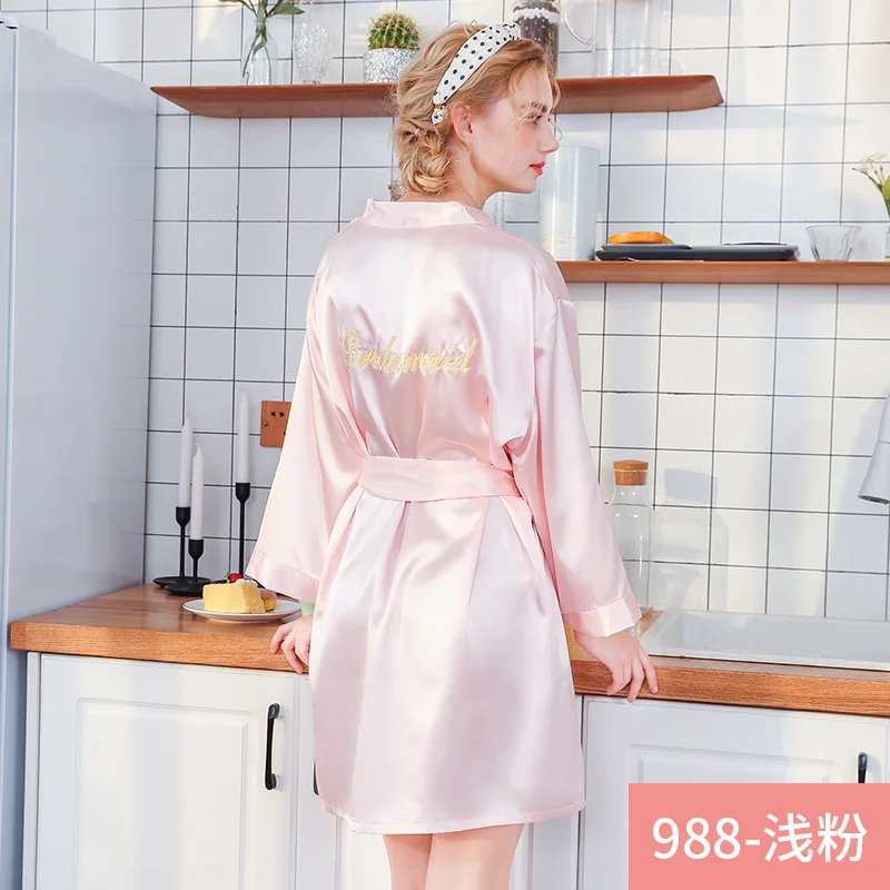 Шелковое кимоно халат женский шелк подружка невесты сексуальные атласные летние