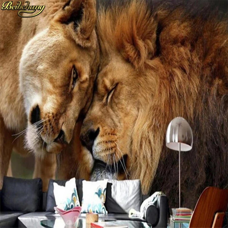 Пользовательская 3D настенная бумага властный Лев фото домашний Декор Фон для