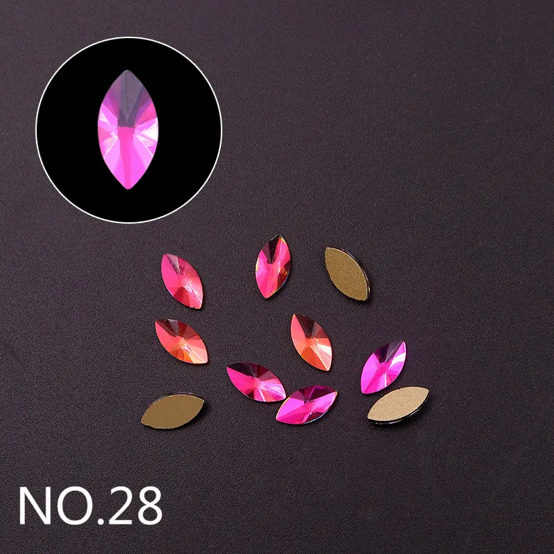 10 шт. стеклянные кристаллы Стразы для ногтей Форма для глаз Кристалл AB плоская задняя часть 3D не исправление дизайн ногтей украшения DIY инструмент Аксессуары - Цвет: NO.28 Flame