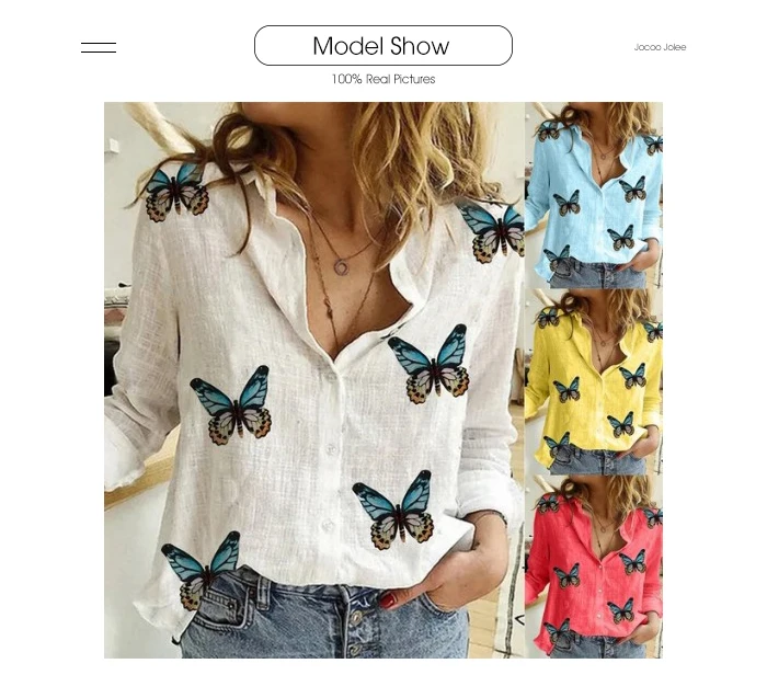 Gentillove Autumn Long Sleeve Casual Loose Shirt Women Elegant Butterfly Floral Print Tops and Blouses 2020 Vintage Cotton Tunic