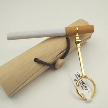 

Lady's Elegant Retro smoking pipe ring jade ring shelf supports to prevent the fingers yellowed-Gold