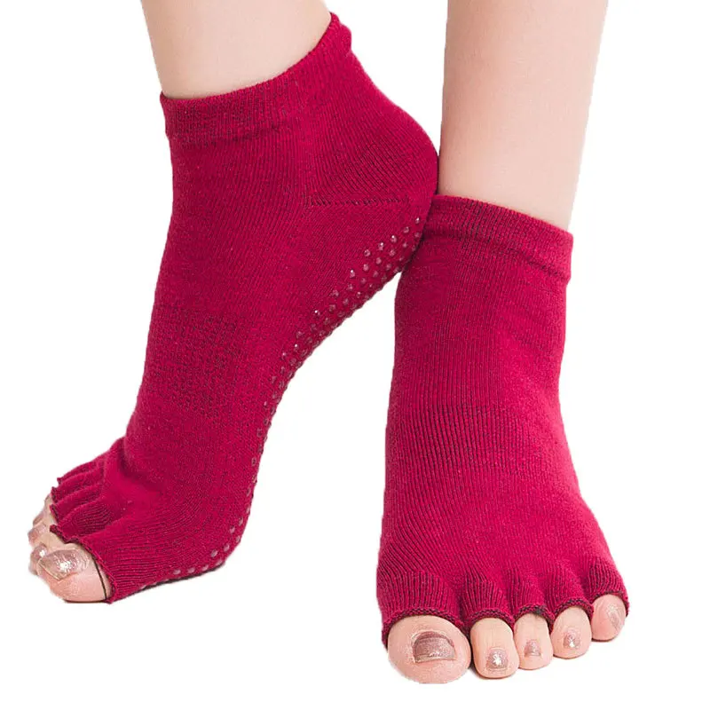 

Women's Sports Yoga Socks Anti-slip Open Five Fingers Silicone Non-slip 5 Toe Socks Ballet Gym Fitness Sports Dance Cotton Socks