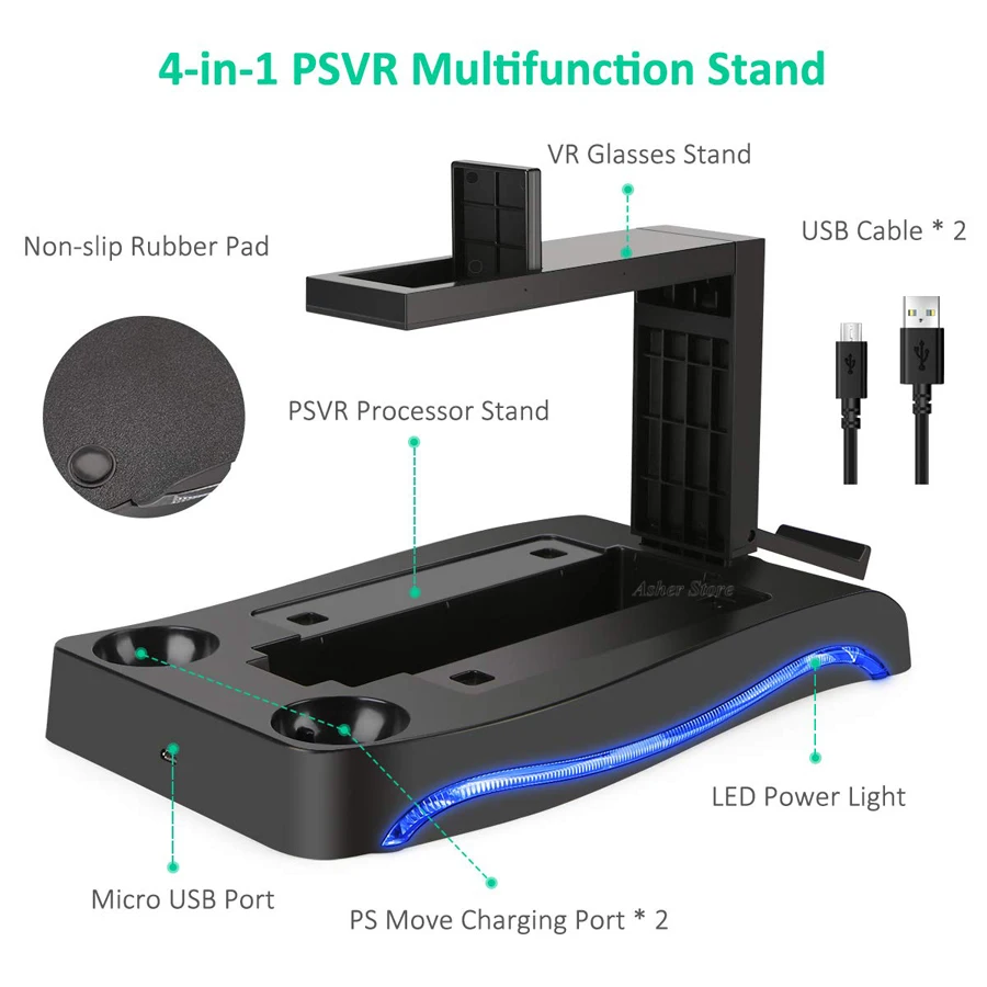 PS4 PS VR зарядная подставка для хранения Move контроллер зарядное устройство станция гарнитура процессор витрина для Playstation VR PSVR CUH-ZVR2