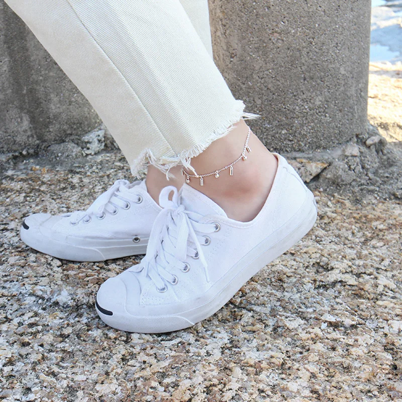 

Ad001 Korean-style S925 Fine Silver Handmade Design Cool Small Hanging Beads Anklet Foot Ornaments Students Women's Silver Acces