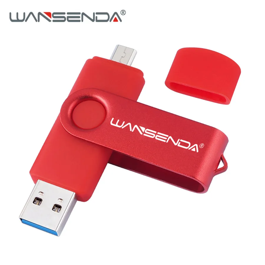 WANSENDA OTG USB флеш-накопитель USB 3,0 флеш-накопитель 16 ГБ 32 ГБ 64 Гб 128 ГБ 256 ГБ флеш-накопитель высокоскоростной флеш-накопитель USB 3,0 карта памяти - Цвет: Красный