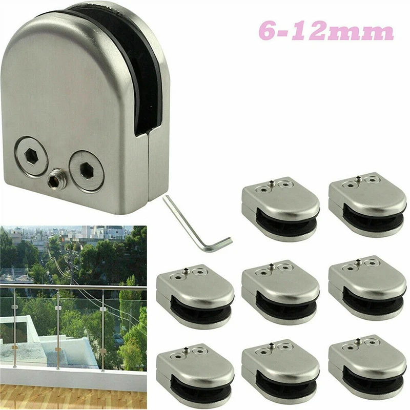 NEW Glass Clamp Stainless Steel Holder For Window Balustrade Handrail Staircase L/M/S Size | Обустройство дома